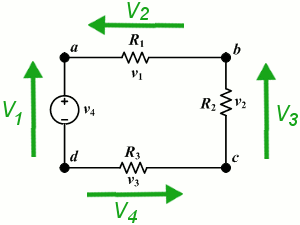 schéma d'un circuit électrique illustrant la loi des mailles
